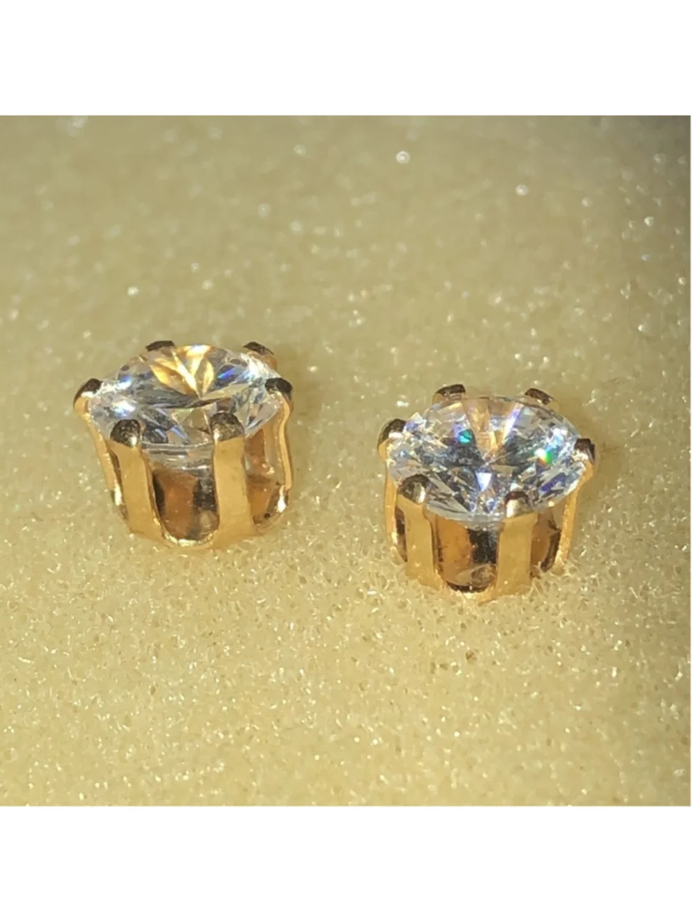 Gold Plated Sterling Silver L 925 Round Dainty Stud Earrings